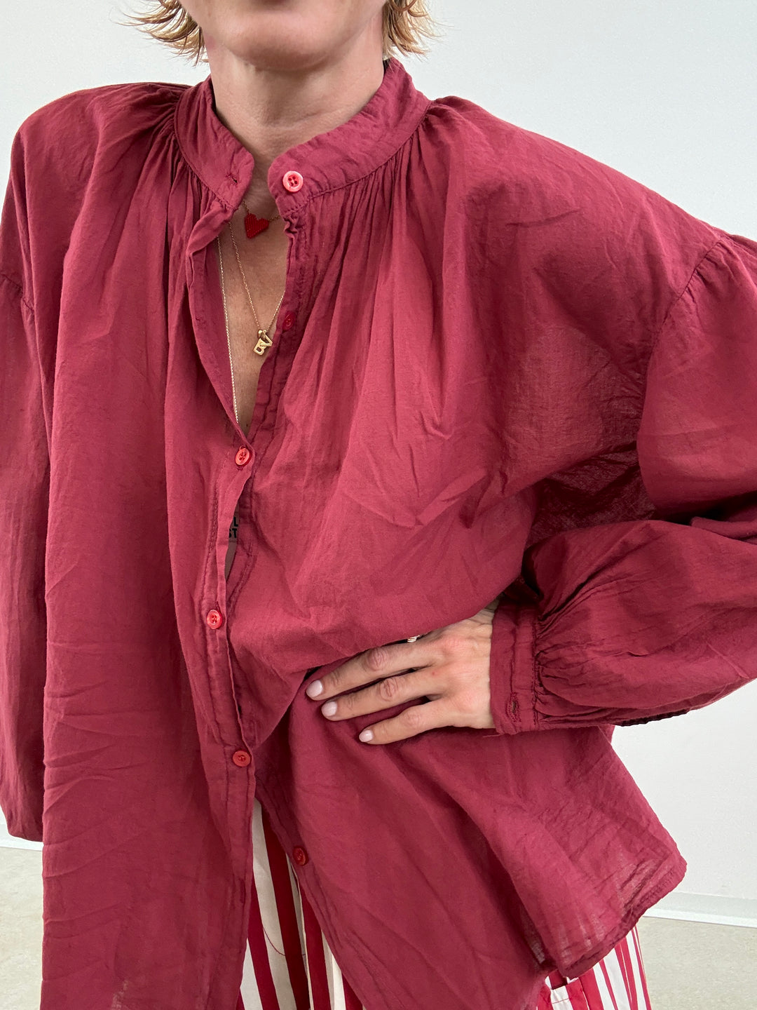 CAMICIA MUSSOLA TERRACOTTA