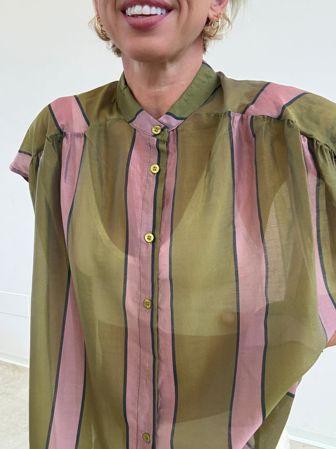 CAMICIA GIROMANICA RIGHE OLIO/ROSA