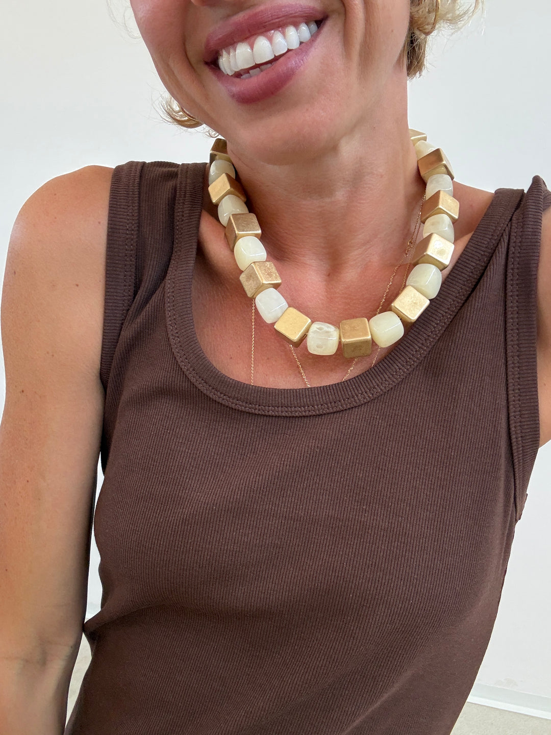 COLLANA CUBO ORO AVORIO