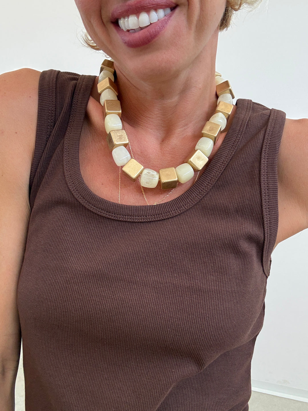 COLLANA CUBO ORO AVORIO
