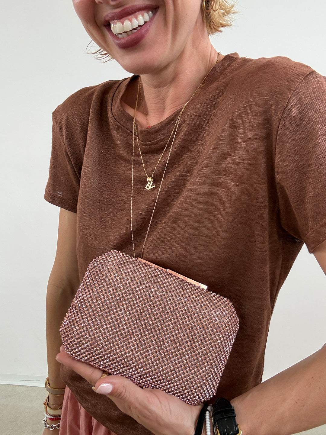 POCHETTE STRASS ROSA