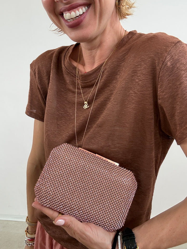 POCHETTE STRASS ROSA