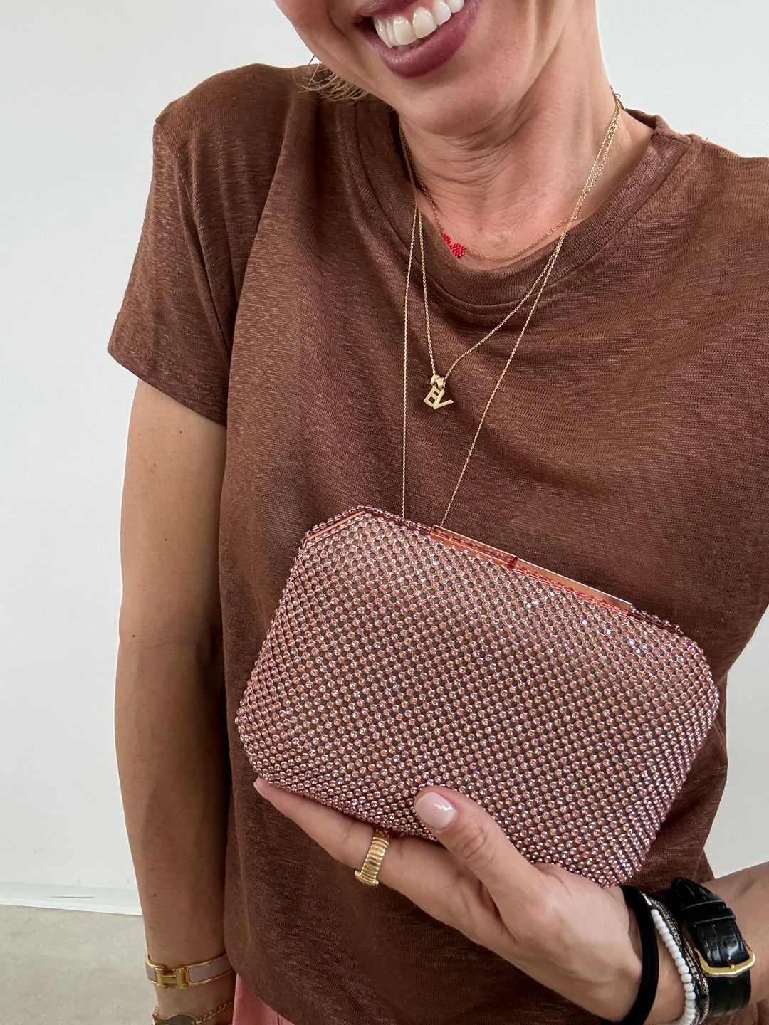 POCHETTE STRASS ROSA