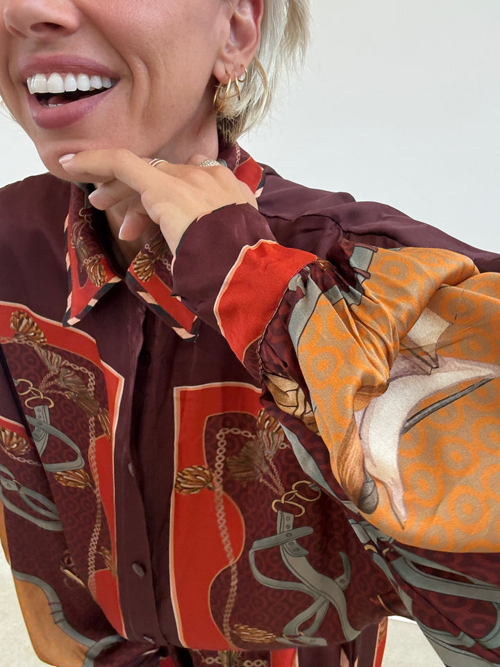 CAMICIA NATALIA FANTASIA BORGOGNA