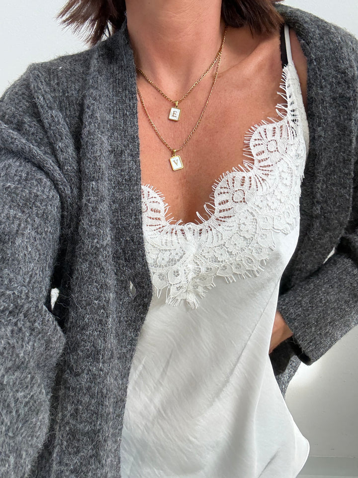 CANOTTA SATIN E PIZZO BIANCO