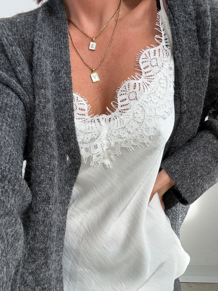 CANOTTA SATIN E PIZZO BIANCO