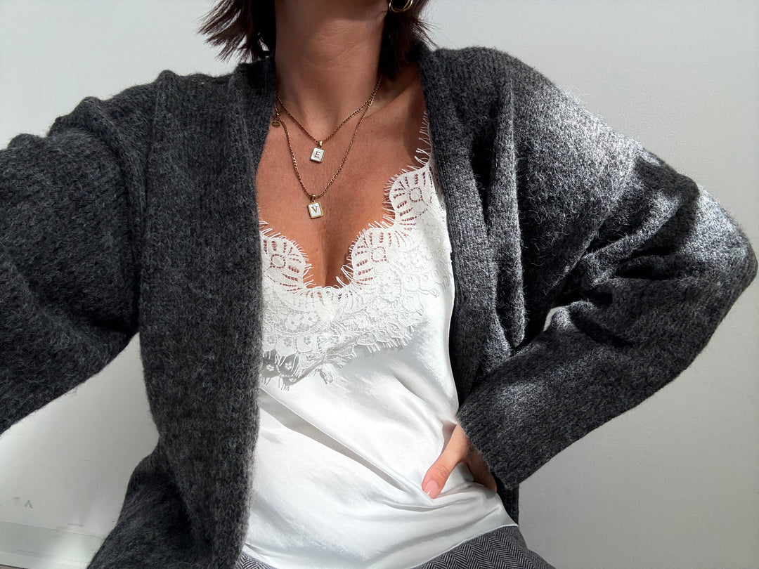 CANOTTA SATIN E PIZZO BIANCO