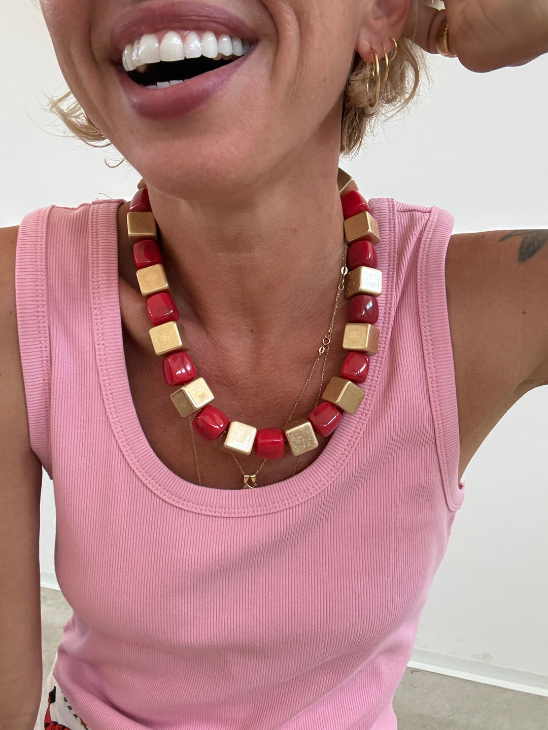 COLLANA CUBO ORO ROSSO