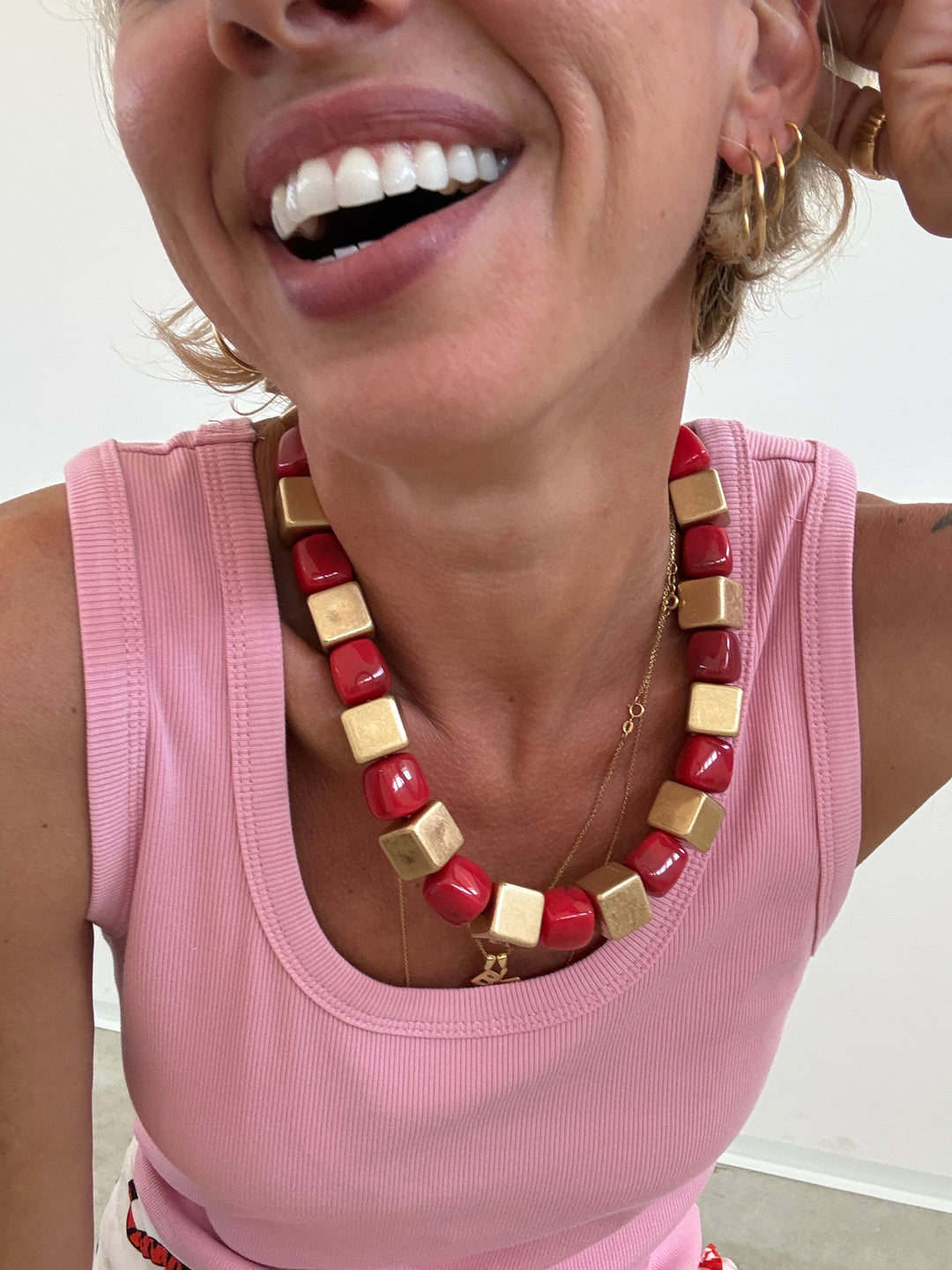 COLLANA CUBO ORO ROSSO
