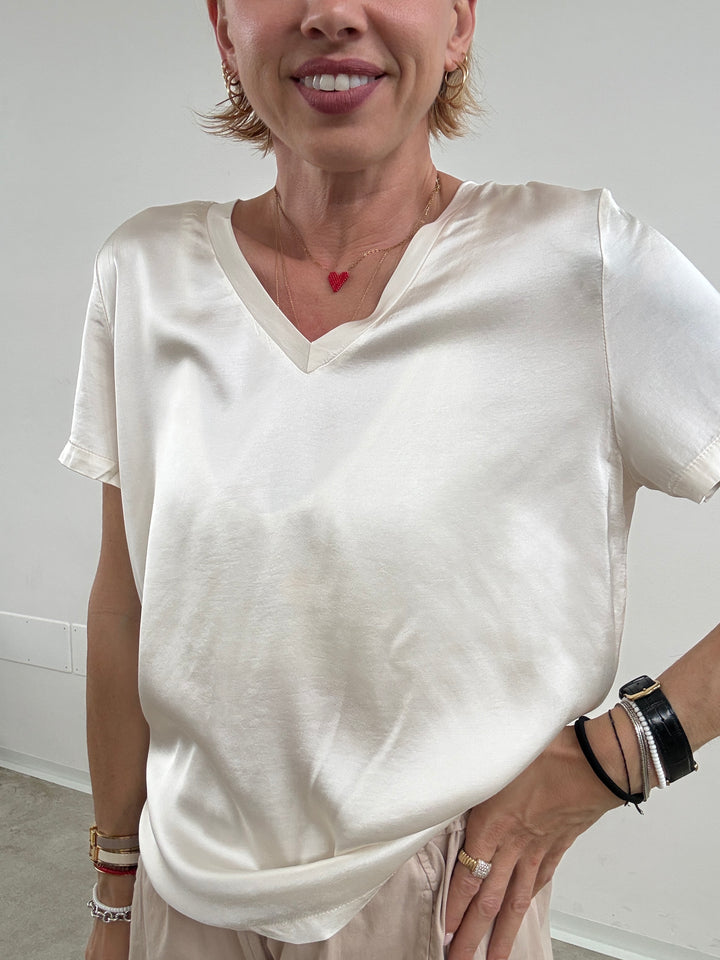 TSHIRT V SATIN IVORY