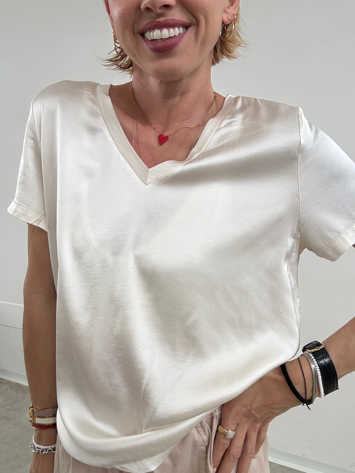 TSHIRT V SATIN IVORY