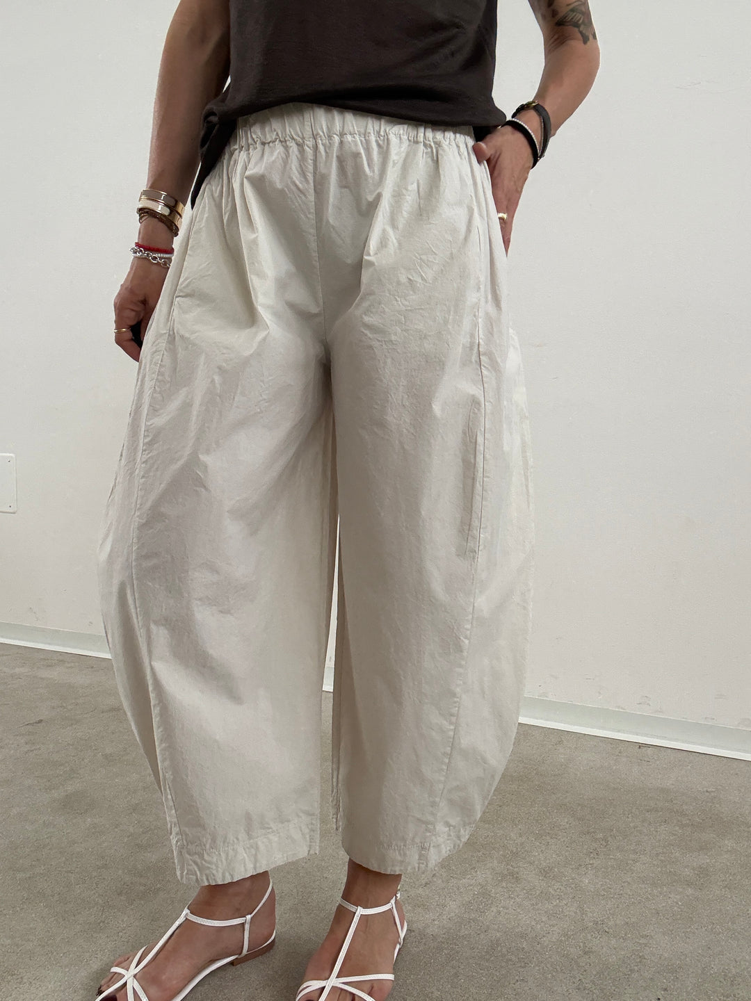 PANTA GISELLA COTONE GESSO