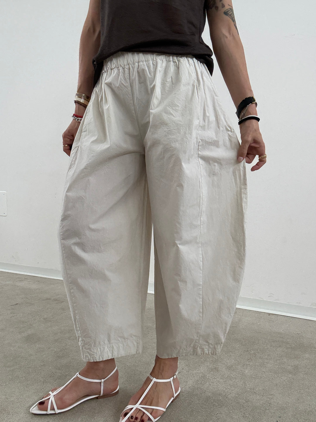 PANTA GISELLA COTONE GESSO