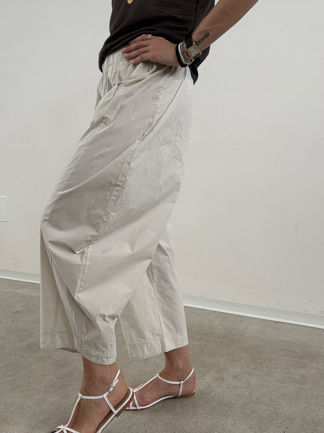 PANTA GISELLA COTONE GESSO