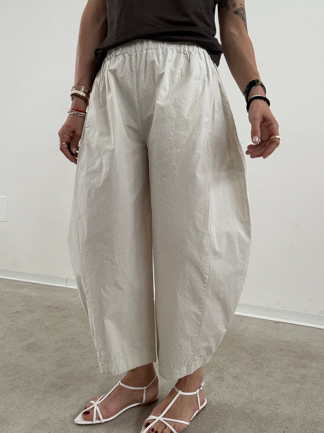 PANTA GISELLA COTONE GESSO