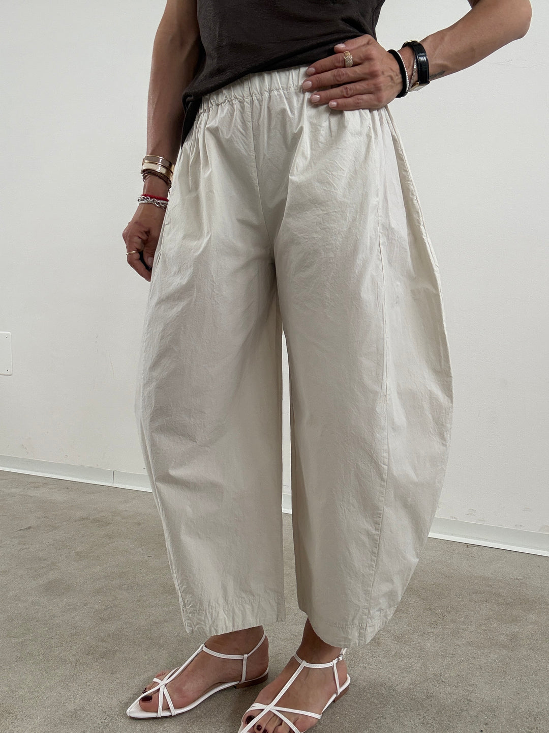 PANTA GISELLA COTONE GESSO
