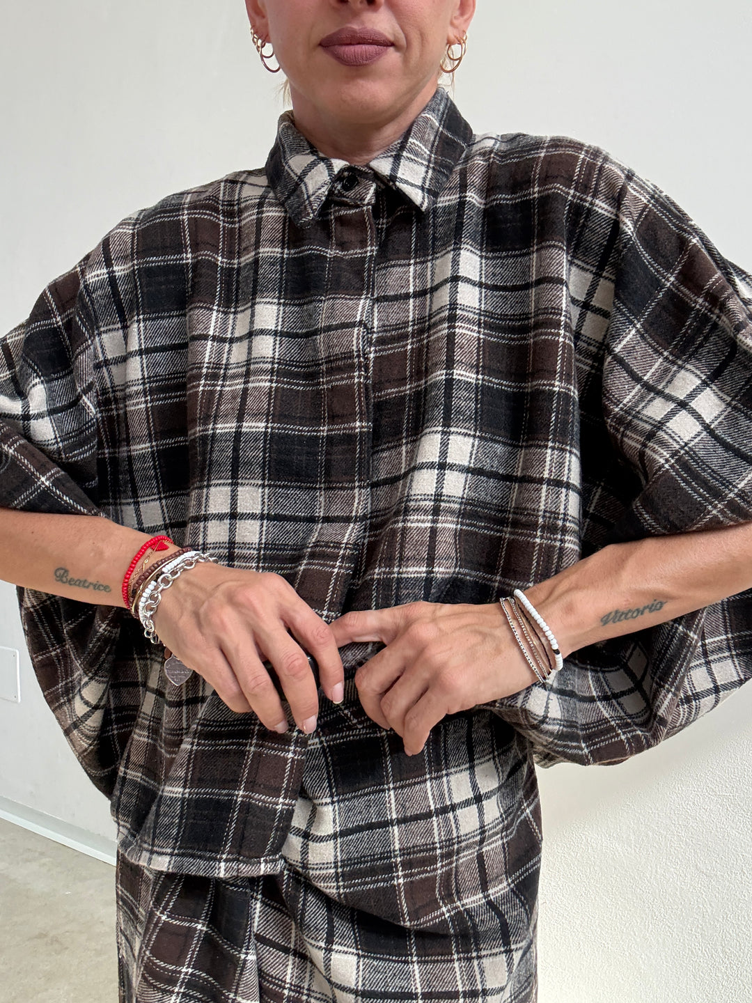 CAMICIA ANGELICA CHECK BIANCO/CIOCCO