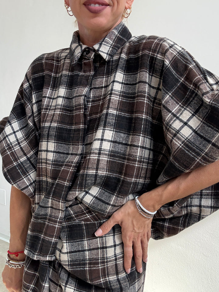 CAMICIA ANGELICA CHECK BIANCO/CIOCCO