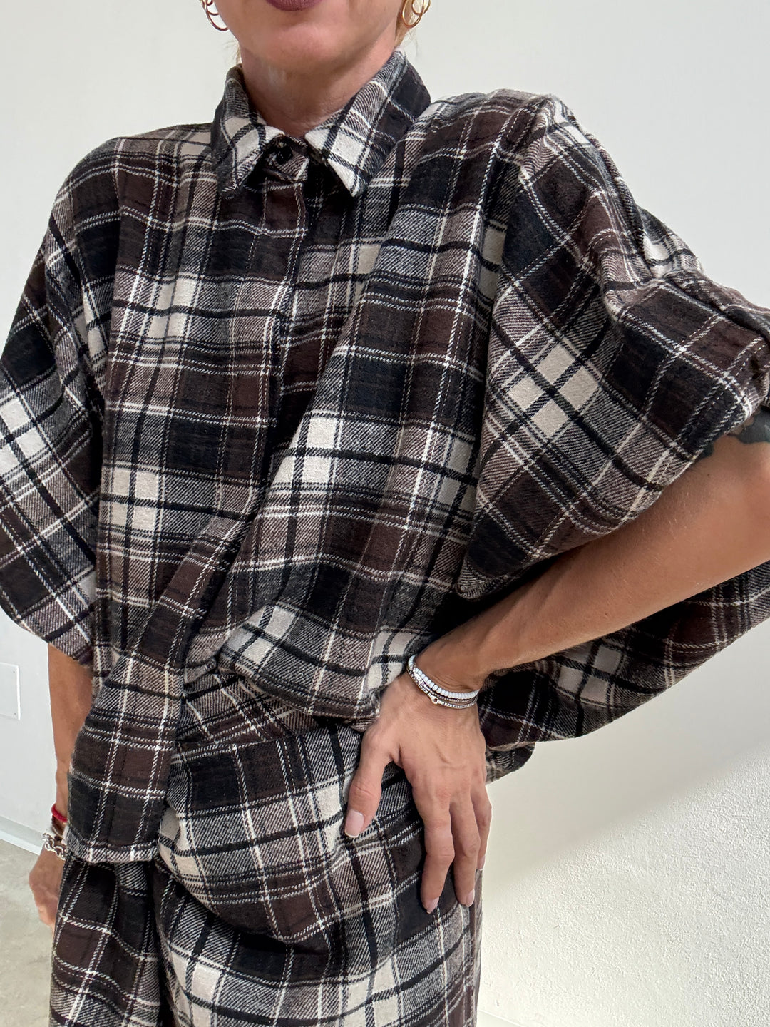 CAMICIA ANGELICA CHECK BIANCO/CIOCCO