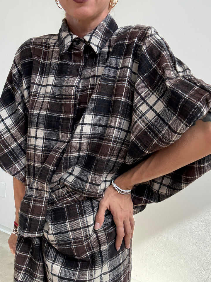 CAMICIA ANGELICA CHECK BIANCO/CIOCCO