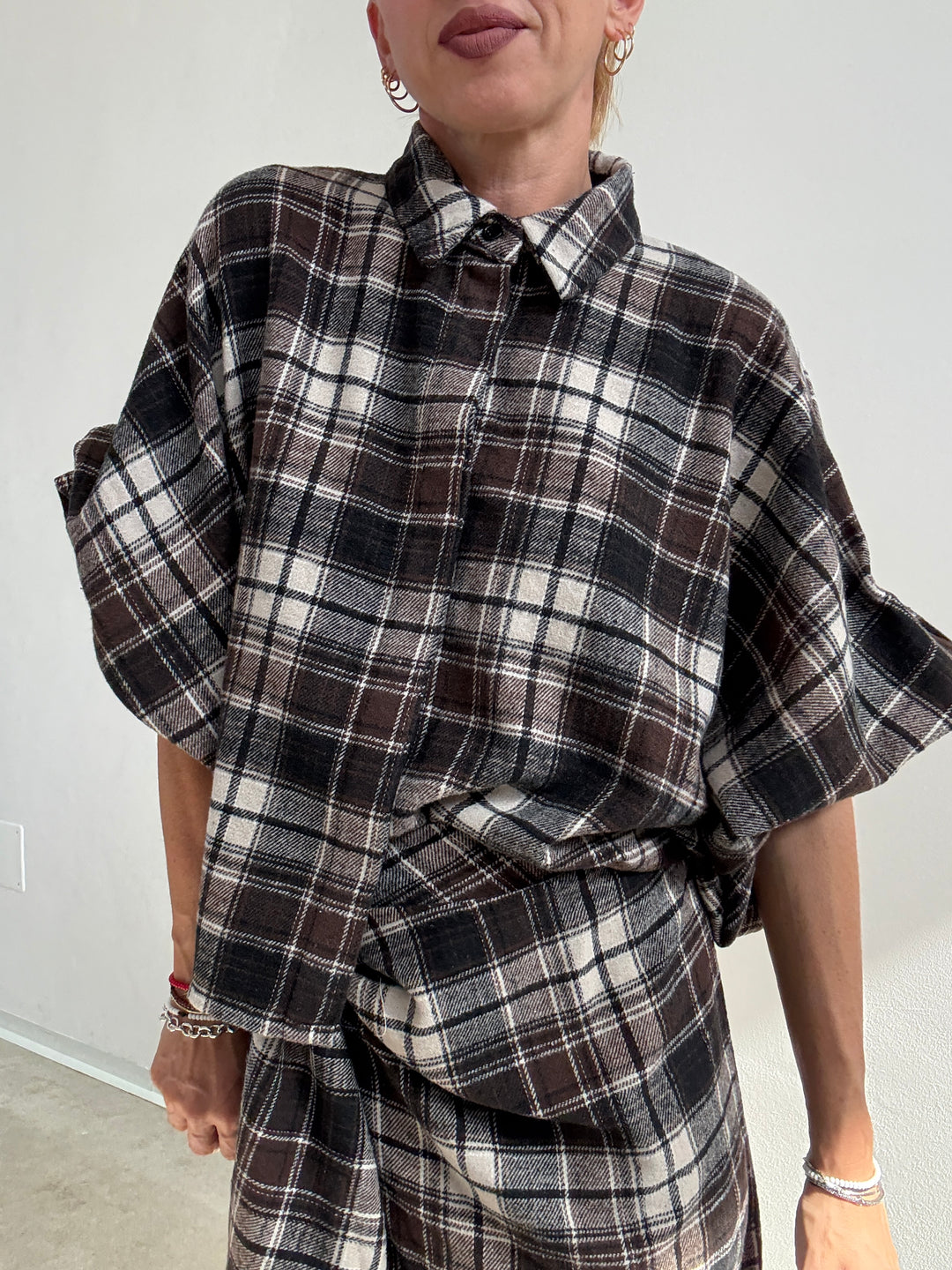 CAMICIA ANGELICA CHECK BIANCO/CIOCCO