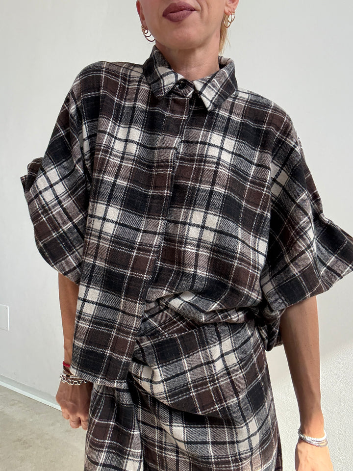 CAMICIA ANGELICA CHECK BIANCO/CIOCCO