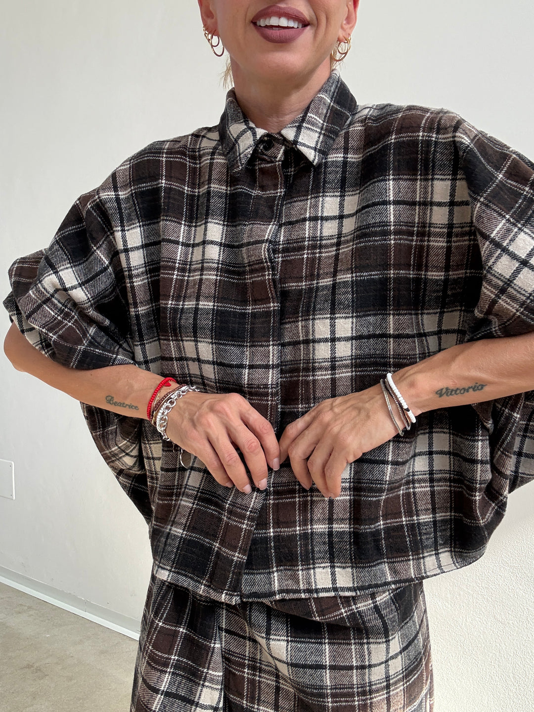 CAMICIA ANGELICA CHECK BIANCO/CIOCCO
