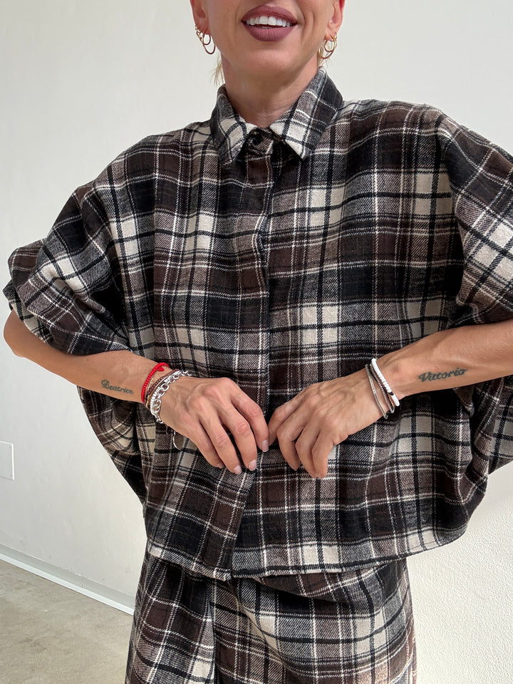 CAMICIA ANGELICA CHECK BIANCO/CIOCCO