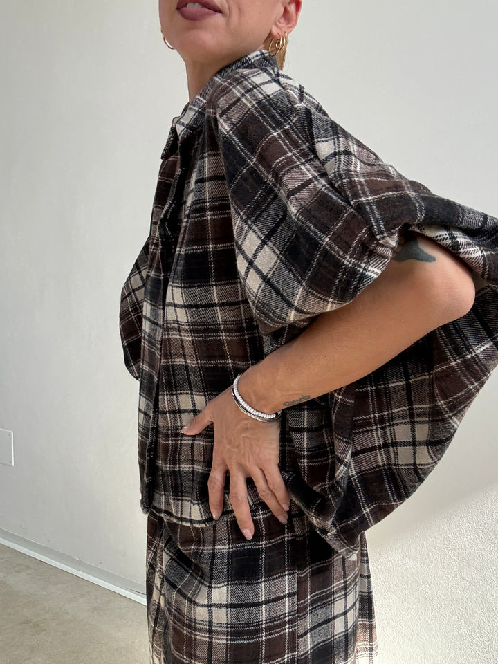 CAMICIA ANGELICA CHECK BIANCO/CIOCCO