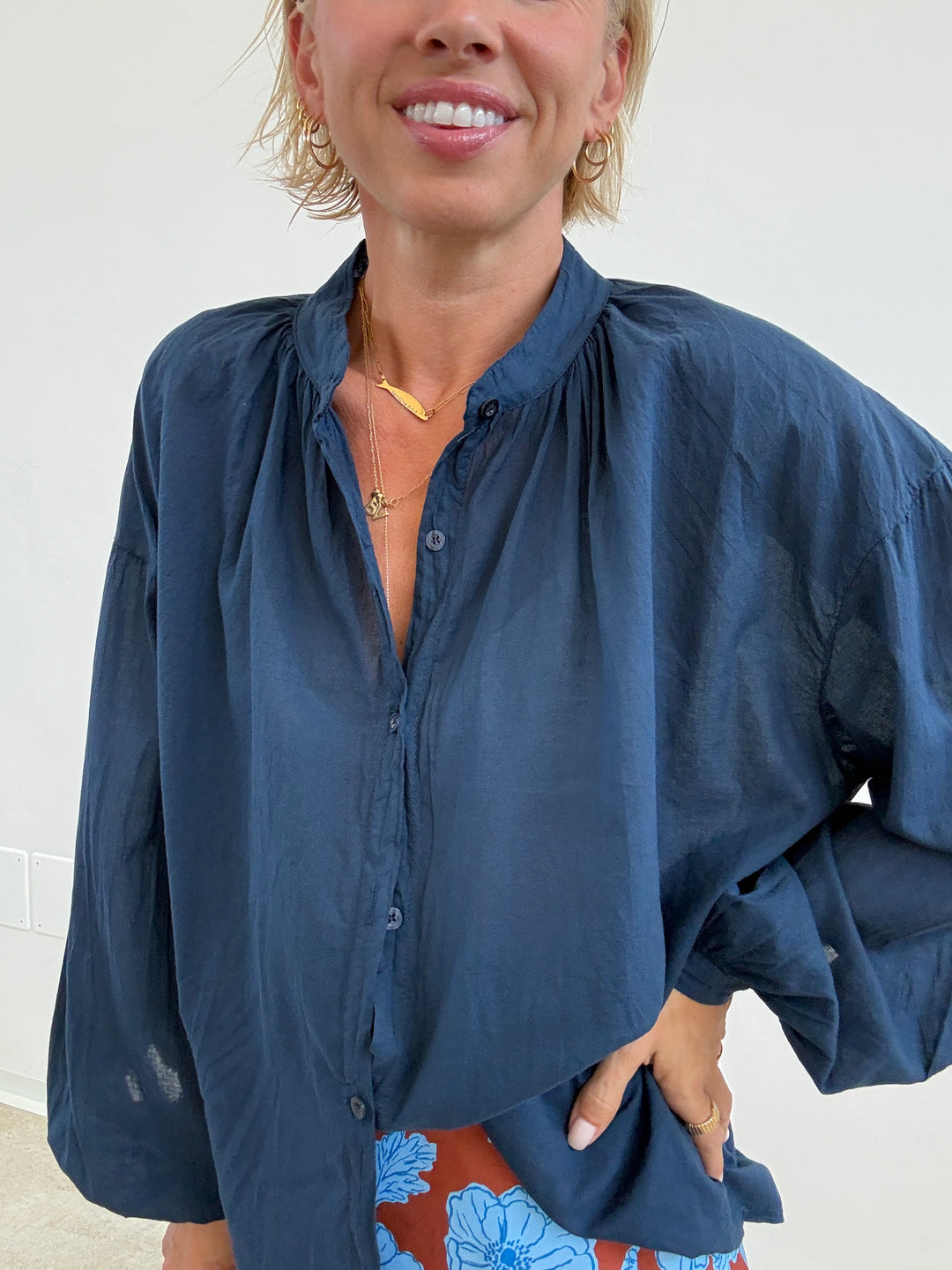 CAMICIA MUSSOLA BLU