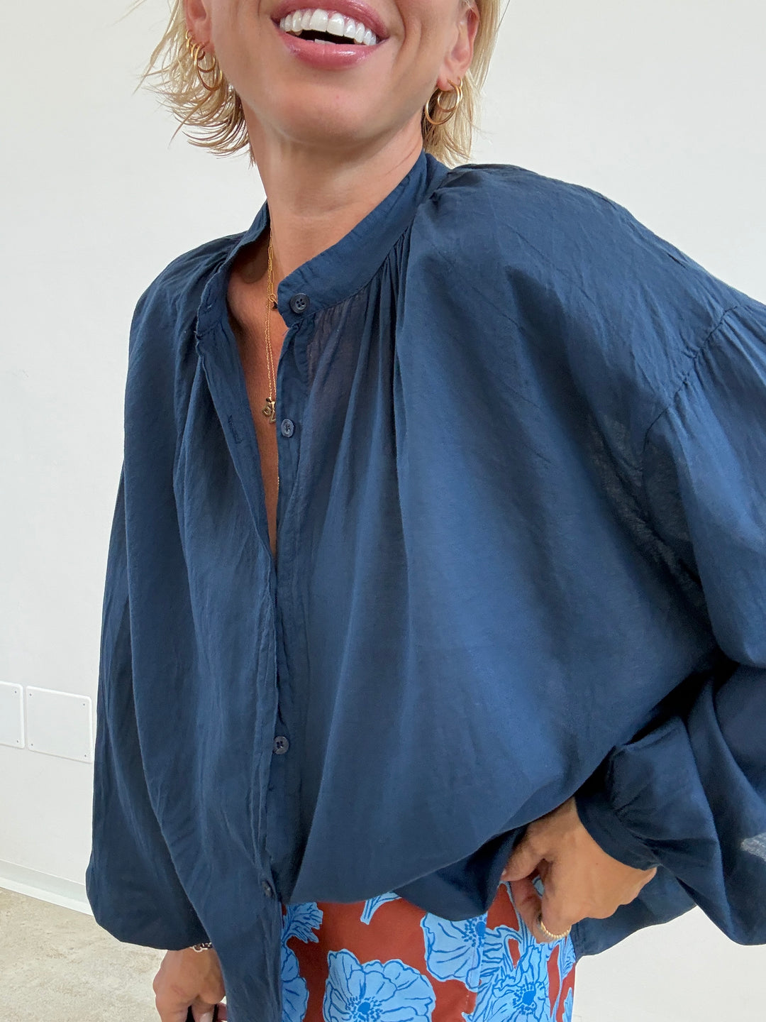 CAMICIA MUSSOLA BLU