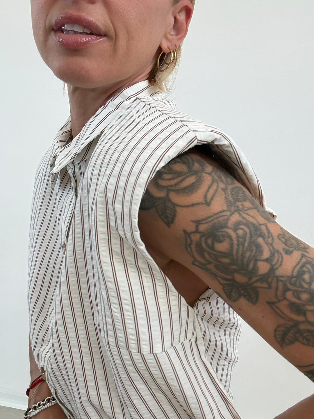CAMICIA MICHELA RIGA LATTE/CIOCCO