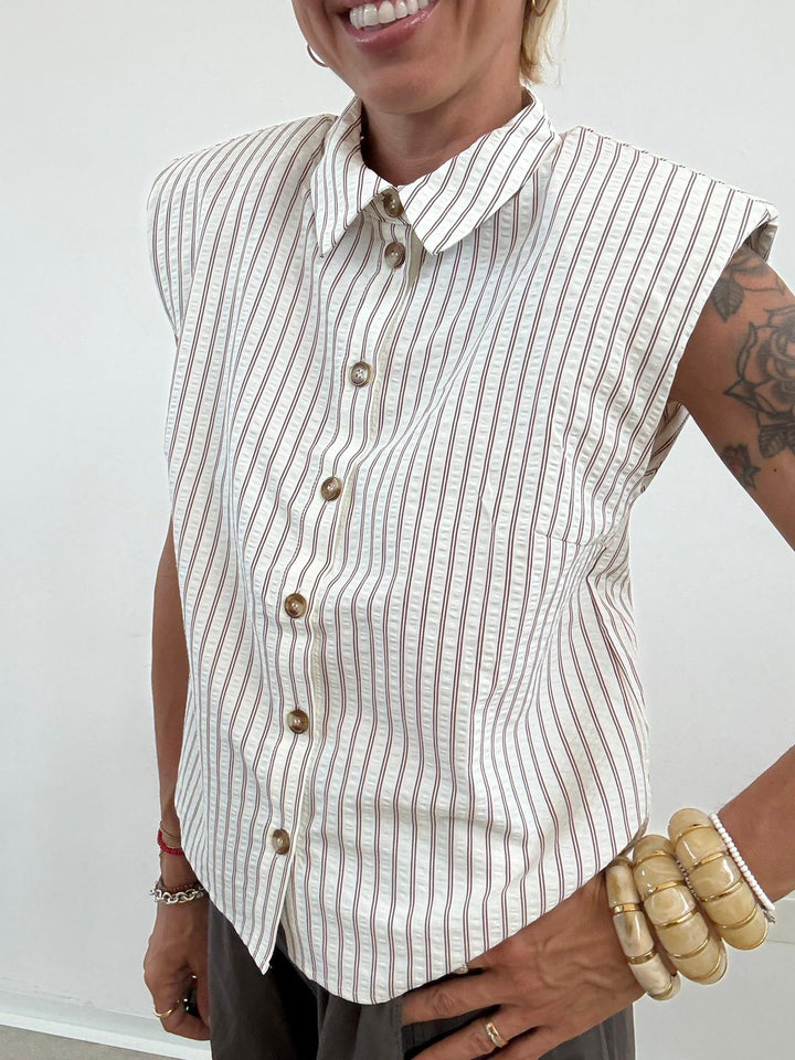 CAMICIA MICHELA RIGA LATTE/CIOCCO