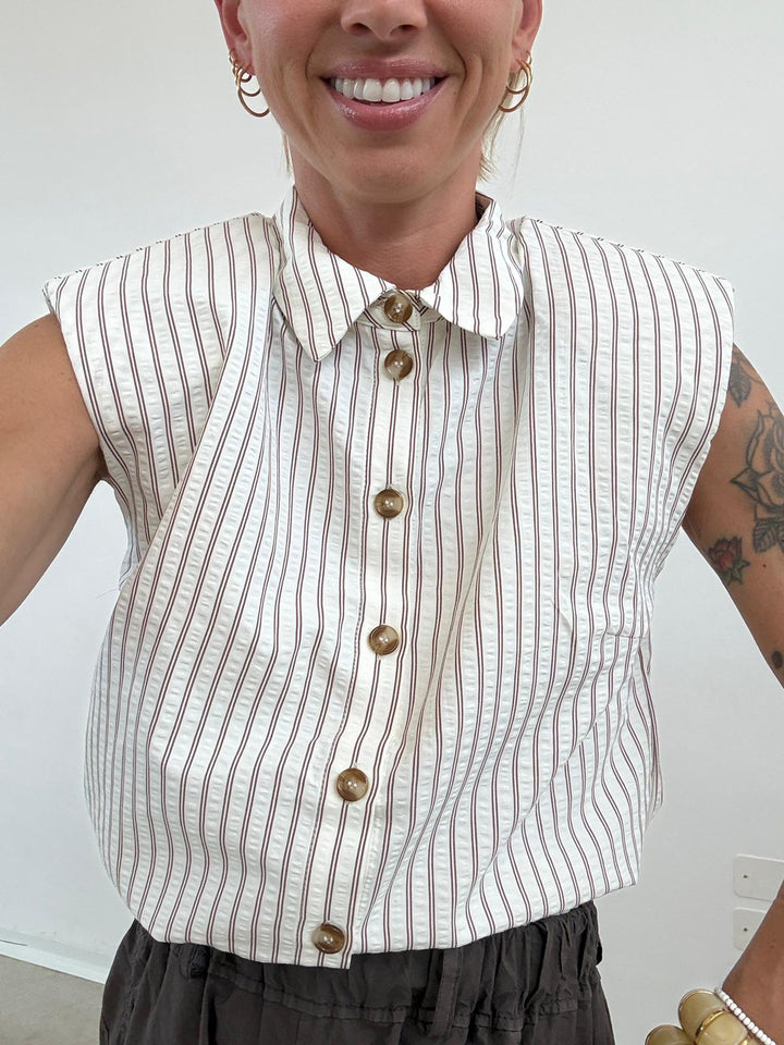 CAMICIA MICHELA RIGA LATTE/CIOCCO