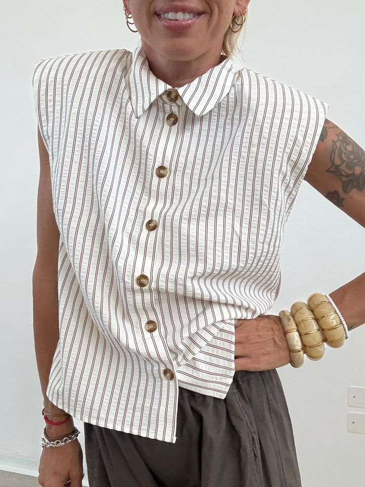 CAMICIA MICHELA RIGA LATTE/CIOCCO
