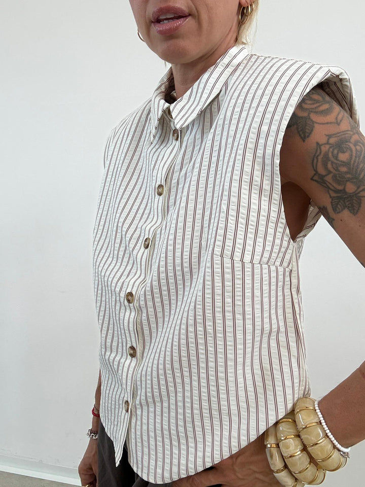 CAMICIA MICHELA RIGA LATTE/CIOCCO