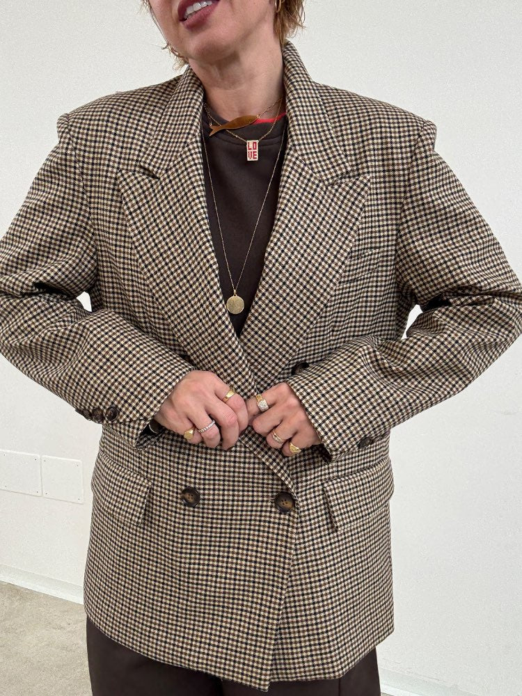 GIACCA DOPPIOPETTO MINICHECK BEIGE