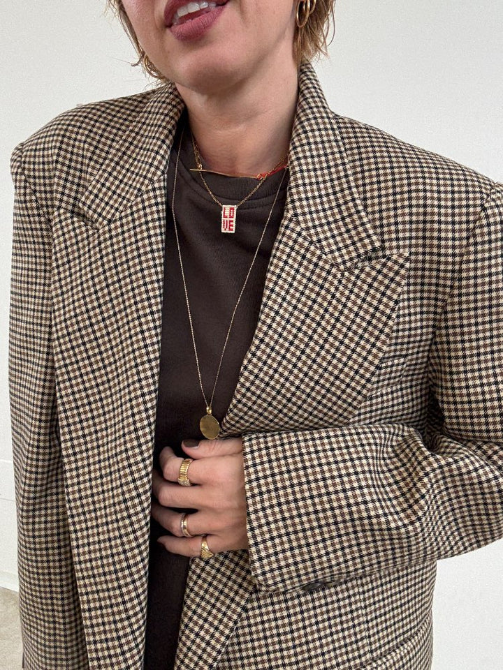 GIACCA DOPPIOPETTO MINICHECK BEIGE