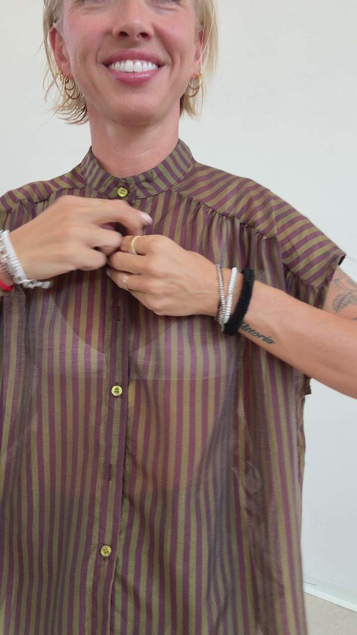 CAMICIA GIROMANICA MILLERIGHE OLIO/MELANZANA